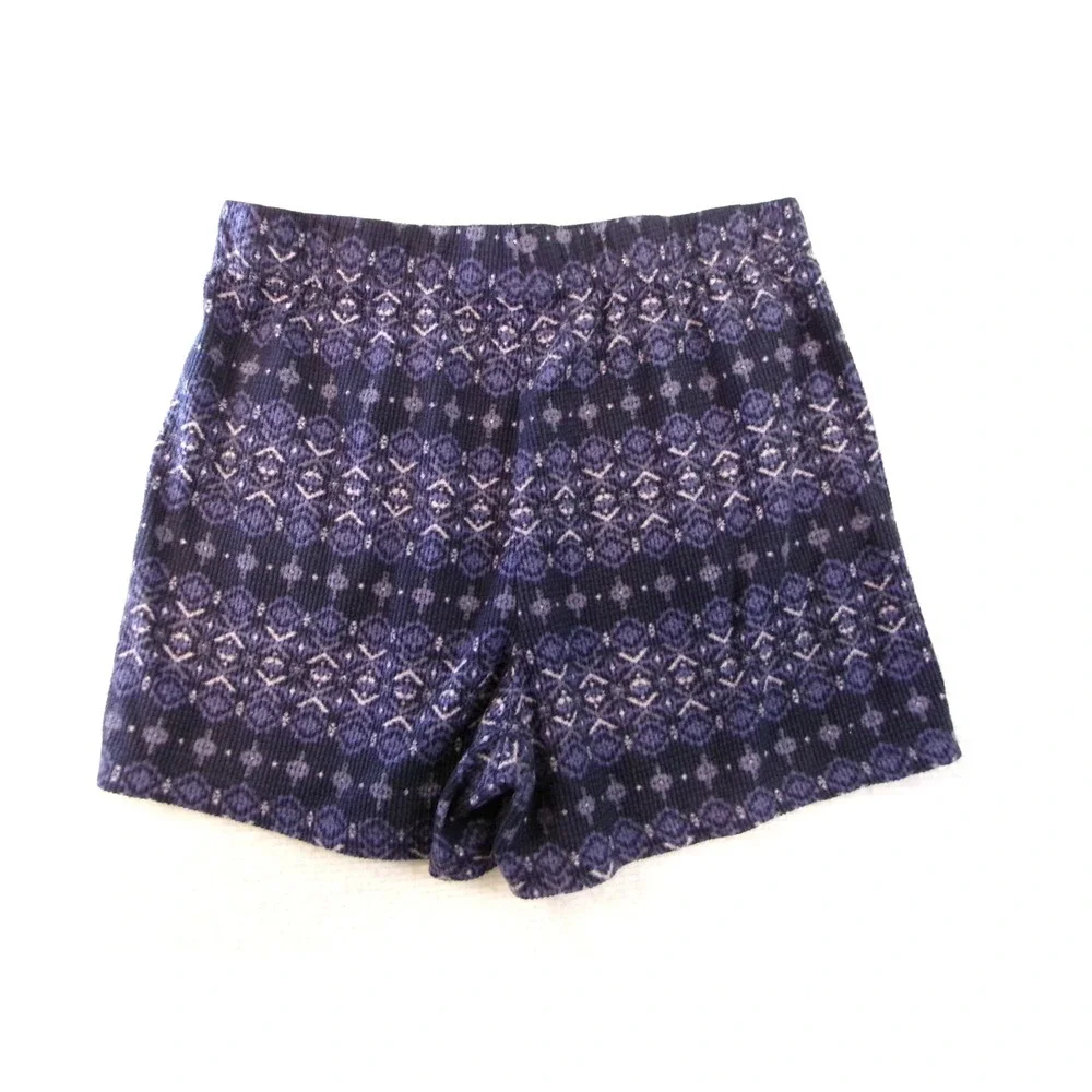 Eddie Bauer Sleepwear Womens M Blue Purple‎ Waffle Knit Pajama Shorts Fair Isle